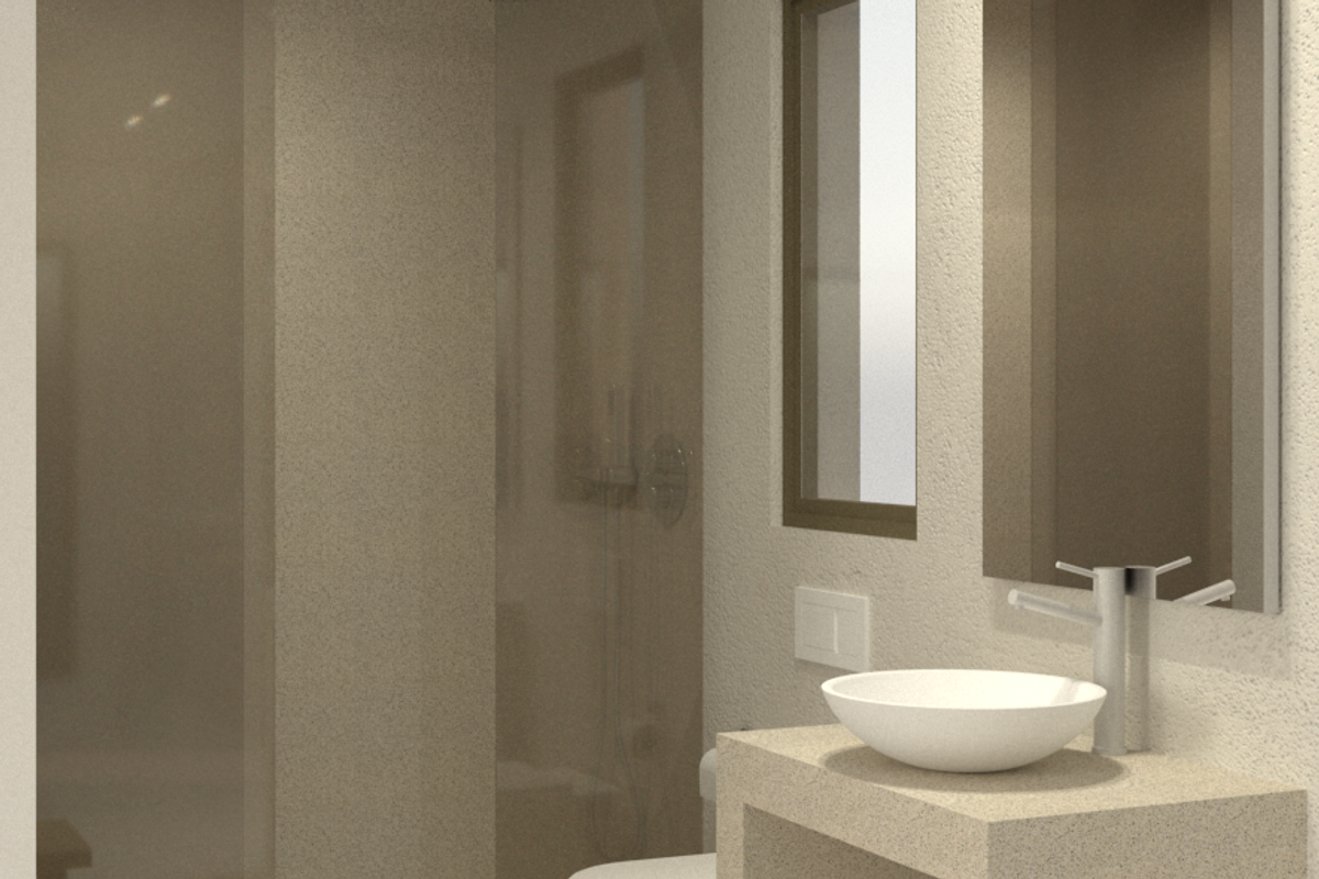 Elegante badkamer in de 4-slaapkamer villa in Denia, met moderne armaturen en natuurlijk licht.