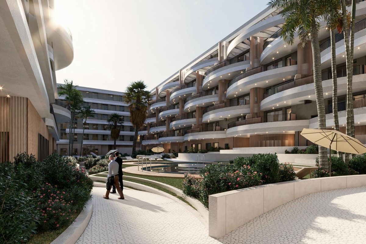 Modern architecture of the apartment complex