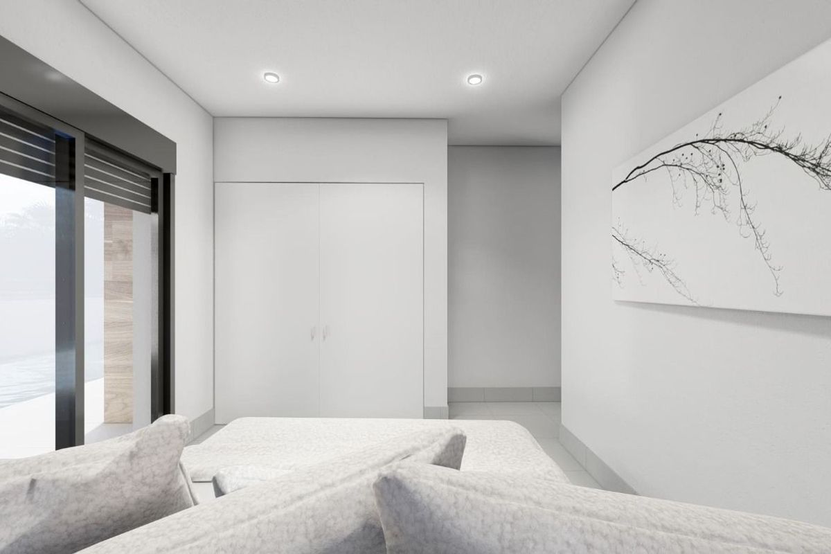 Stijlvol woonkamer in een townhouse in Torre Pacheco, met grote ramen en modern ontwerp.