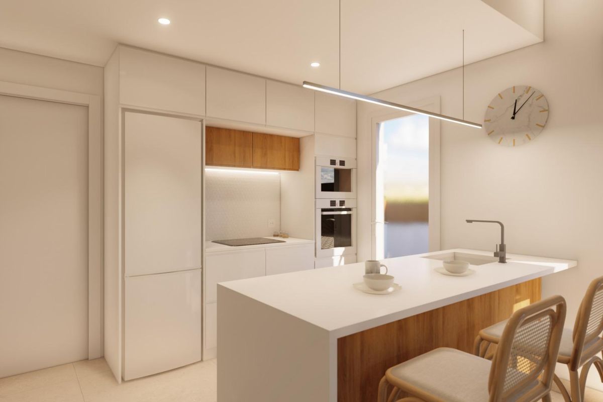 Moderne keukenontwerp in de 3-slaapkamer villa in Costa Blanca Zuid, met strakke afwerkingen en praktische indeling.