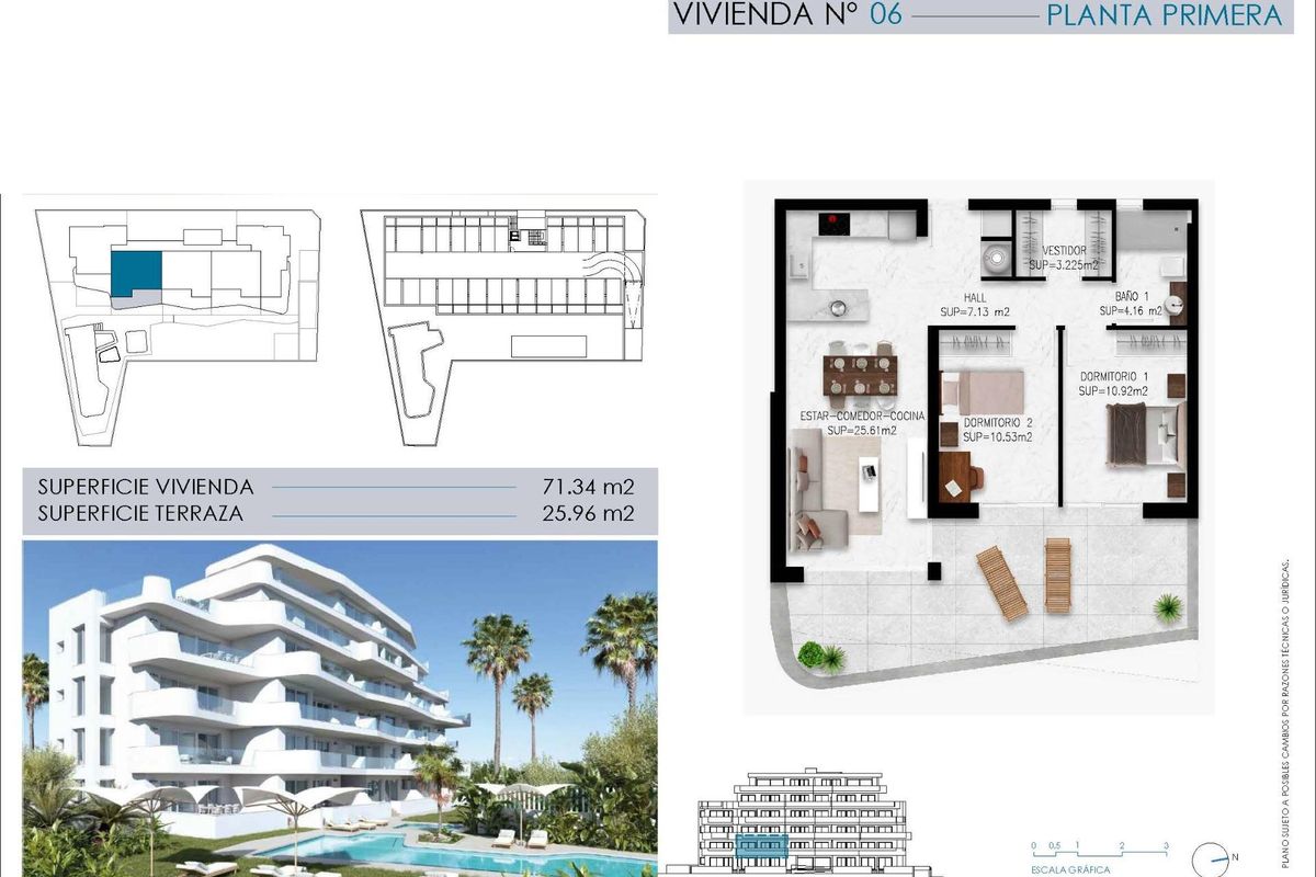 Buitenzicht op een moderne 2-slaapkamer appartement in Pilar de La Horadada, Costa Blanca South, met gezamenlijke zwembad.