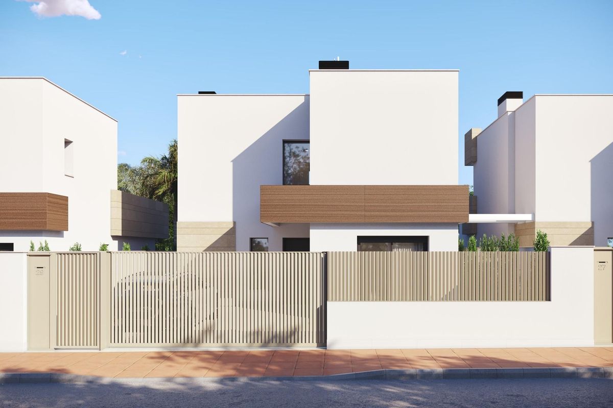 Nog een zicht op de moderne 3-slaapkamer villa buitenkant in San Javier, met nadruk op moderne architectonische kenmerken.