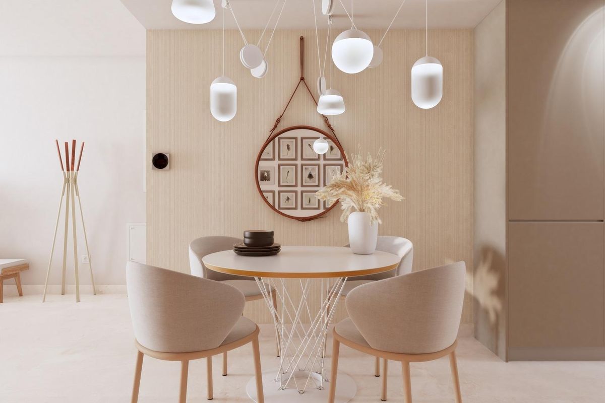 Chique eetopstelling met stijlvolle decoratie in een appartement in Estepona, perfect voor entertainment.