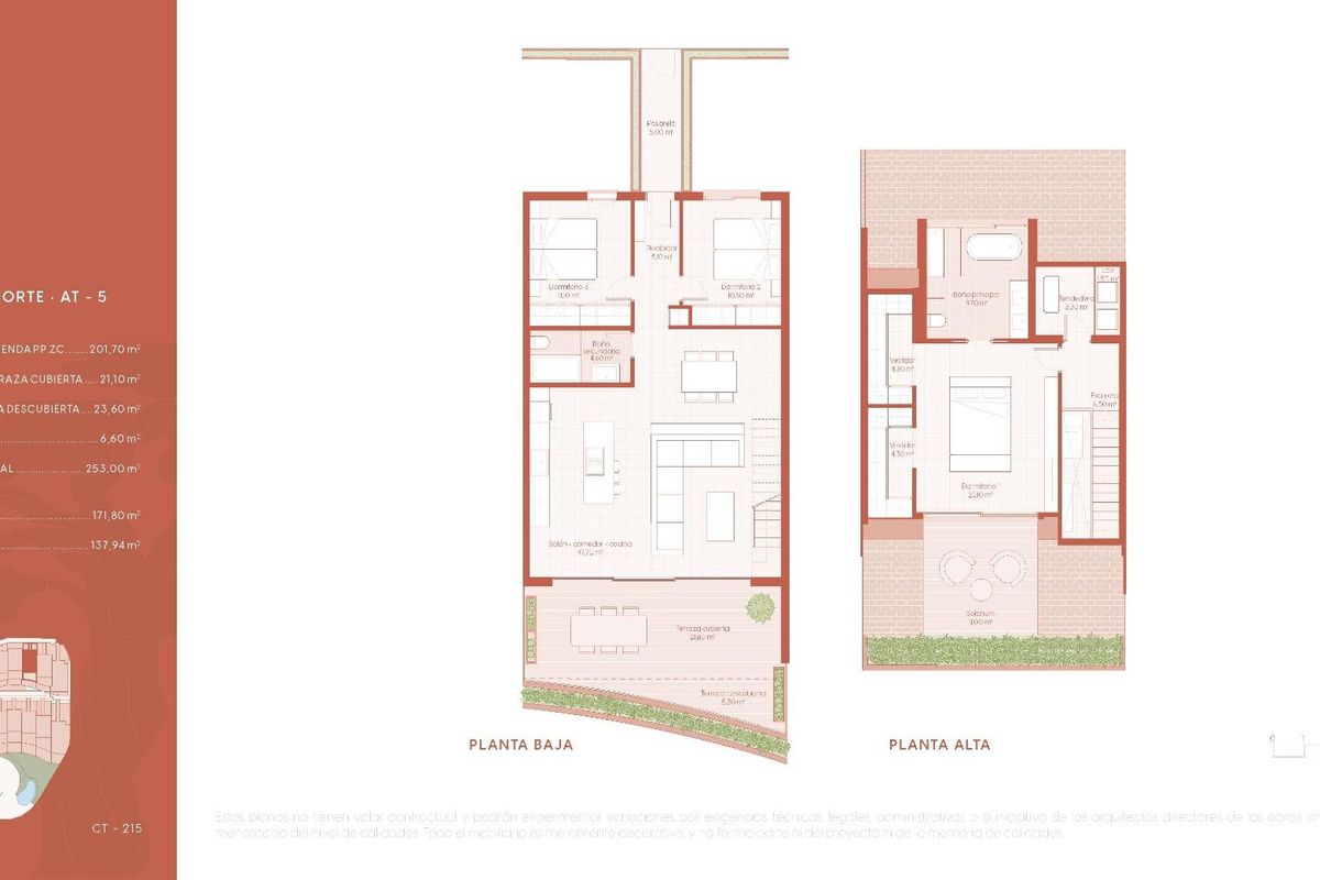 Plattegrond van een 3-slaapkamer bungalow, met indeling en ruimteverdeling in Benalmádena, Costa del Sol.