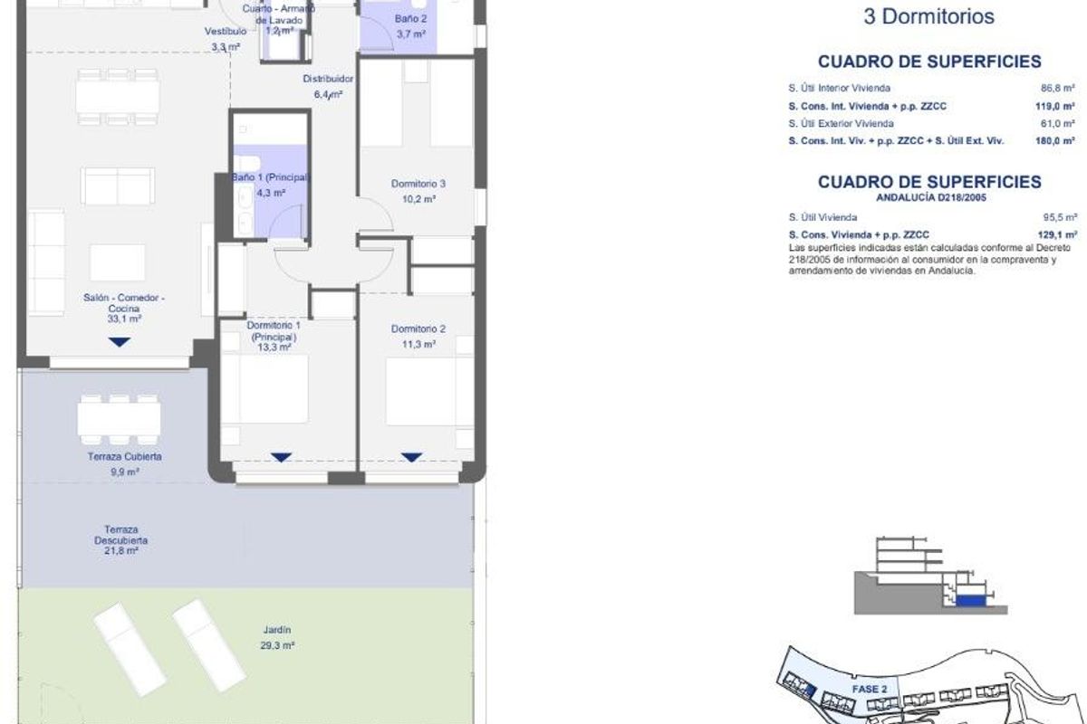 Plattegrond van het appartement in San Roque
