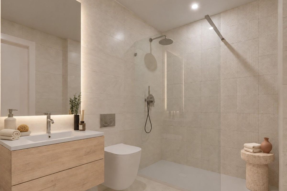 Badkamer van het penthouse in Santa Pola