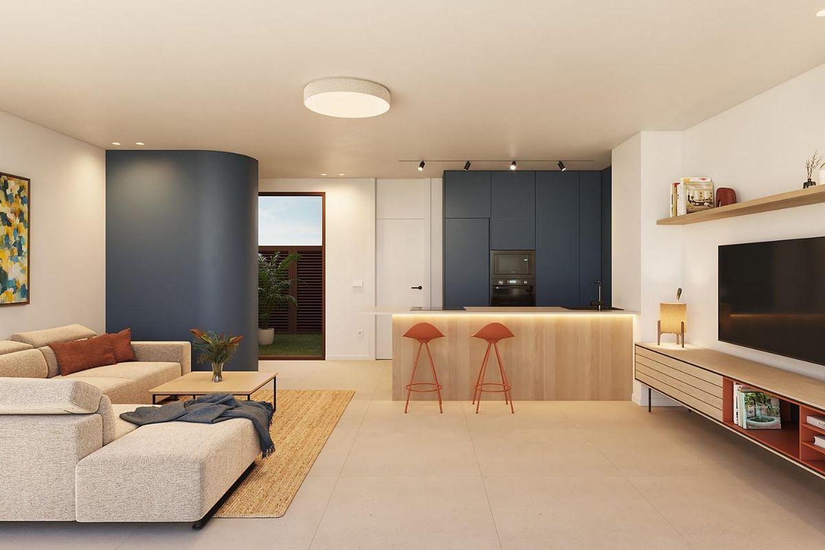 Badezimmer des Bungalows mit moderner Ausstattung