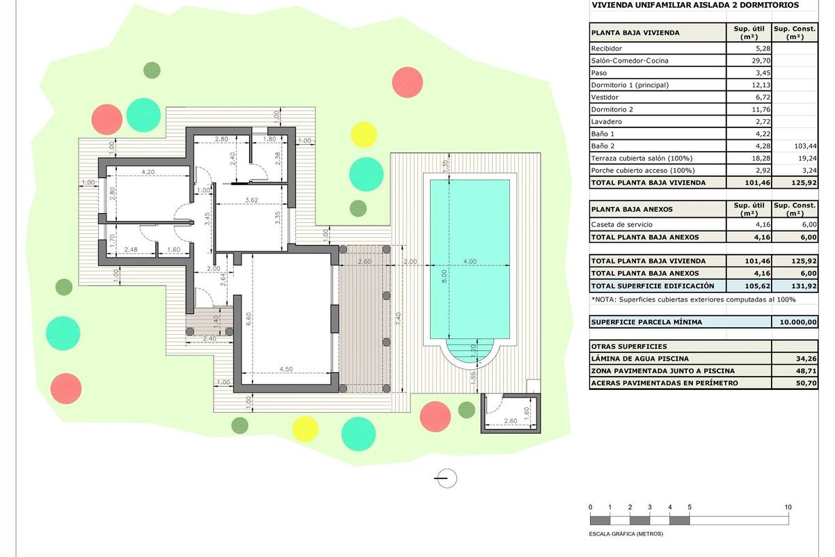 Alternatieve plattegrond voor een 2-slaapkamer villa in Pinoso, met kamerindelingen.