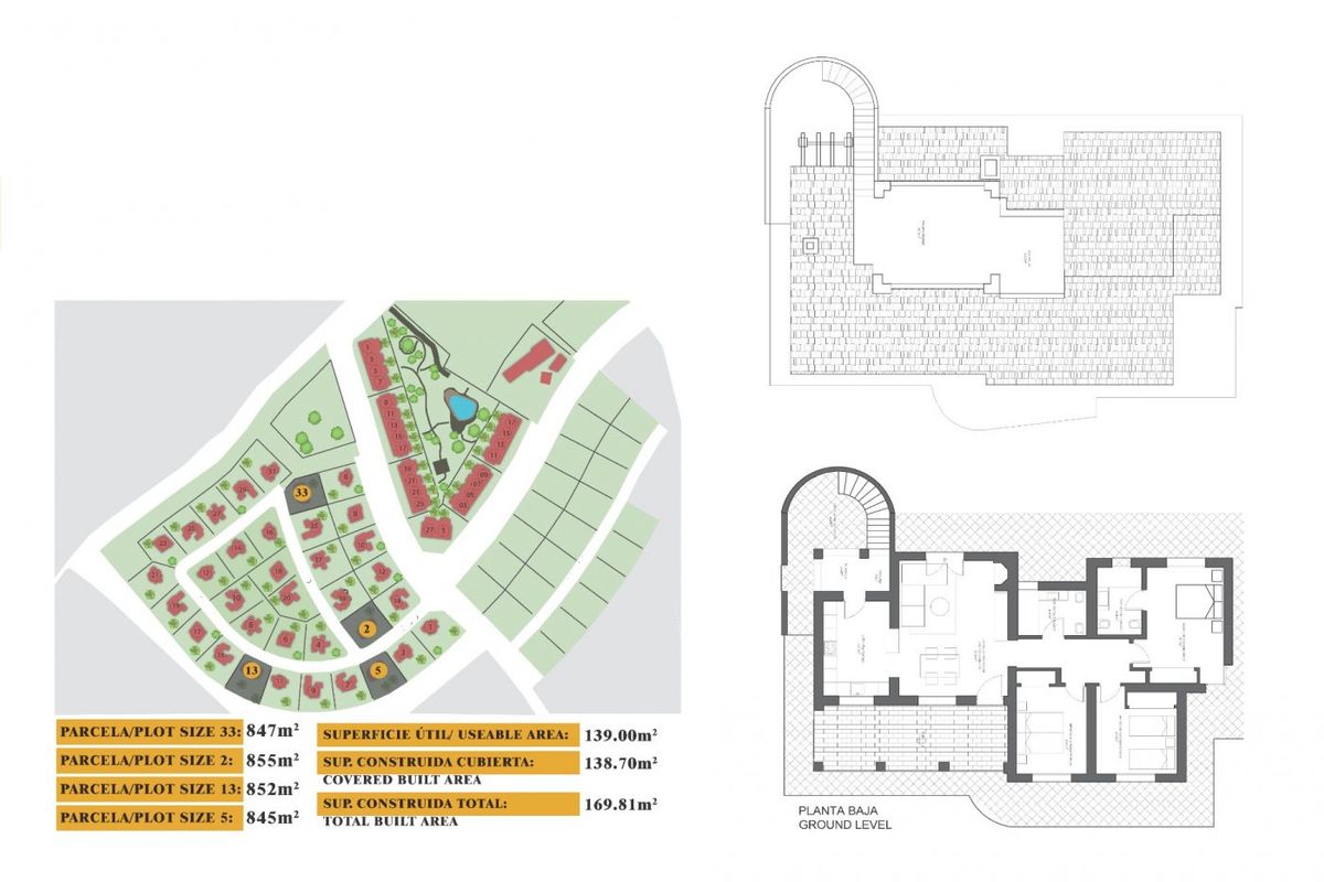 Plattegrond van een 3-slaapkamer villa in Fuente Álamo, met nadruk op belangrijke woonruimtes.