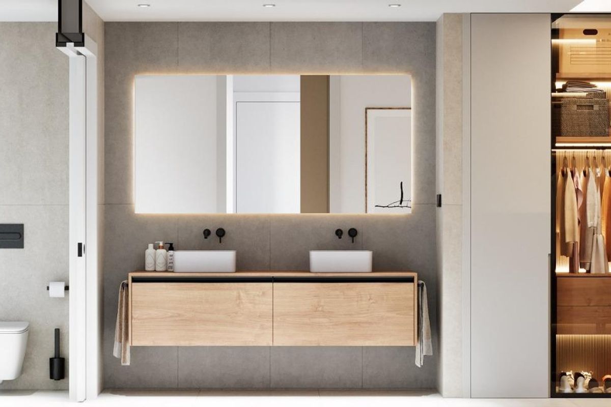 Stijlvolle badkamer met inloopdouche en georganiseerde opslag, ontworpen voor een 3-slaapkamer huis in Pilar de La Horadada.