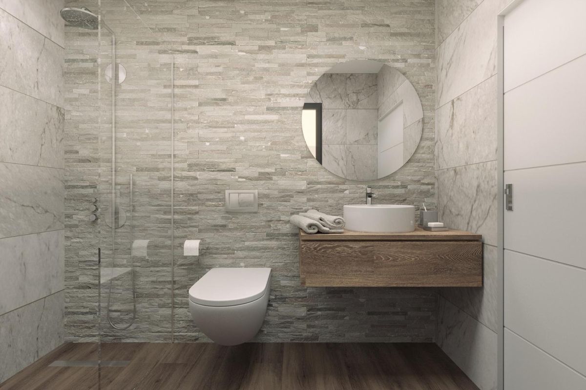 Gevorderde badkamer met een moderne uitstraling in een 3-slaapkamer villa in Finestrat, met chique decor.