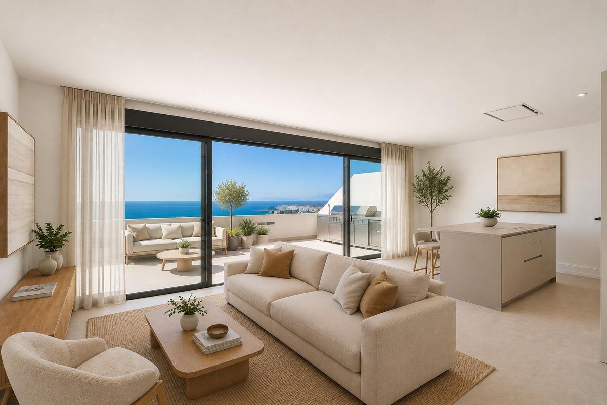 Modern konyha és nappali Fuengirola lakásban