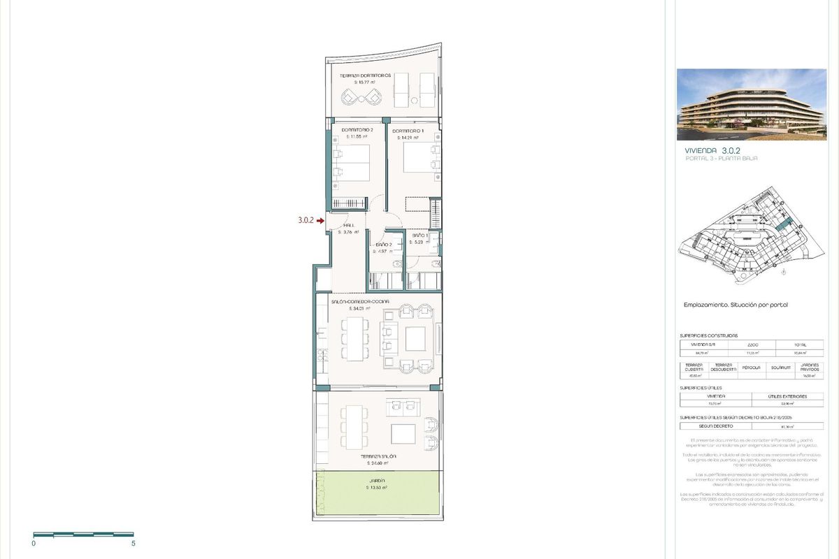 Plattegrond van een 2-slaapkamer appartement in Estepona, met ruime indeling en woonruimtes.