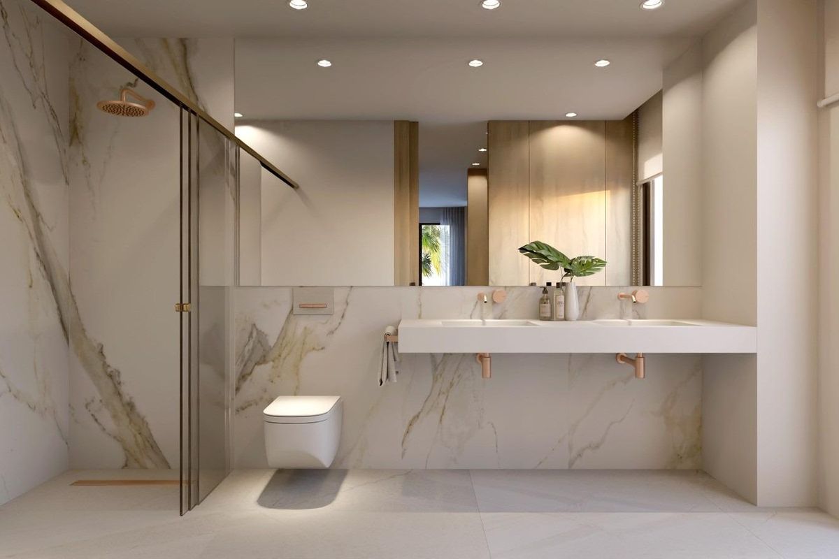 Elegante badkamer met moderne voorzieningen in de villa met 4 slaapkamers in Algorfa, Costa Blanca Zuid.