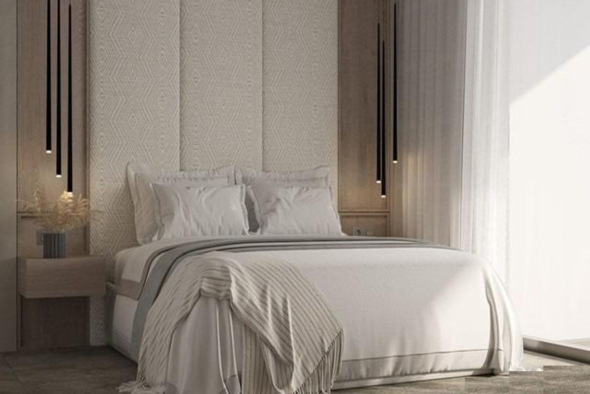 Gezellige slaapkamer in een 3-slaapkamer villa in Nerja, met warme tinten en zachte texturen.