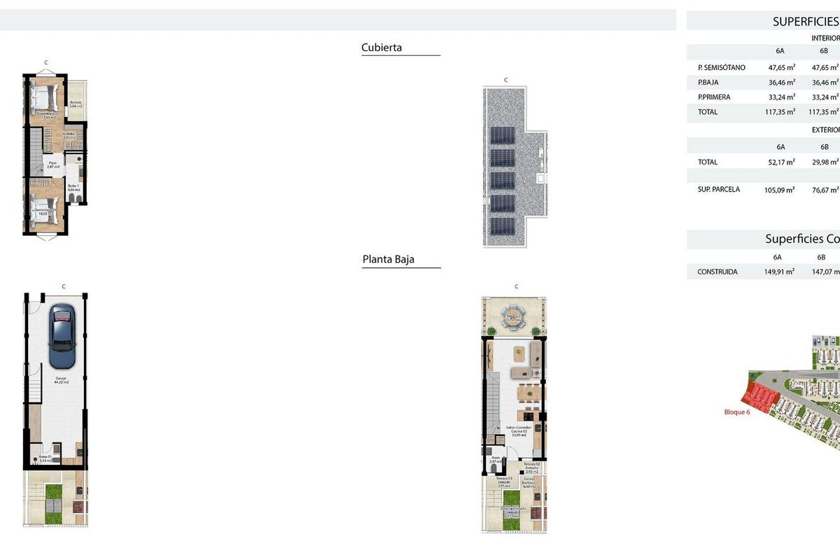 Plattegrond van het ontwerp voor woningen in El Rafol D'almunia, Costa Blanca Noord, Spanje.