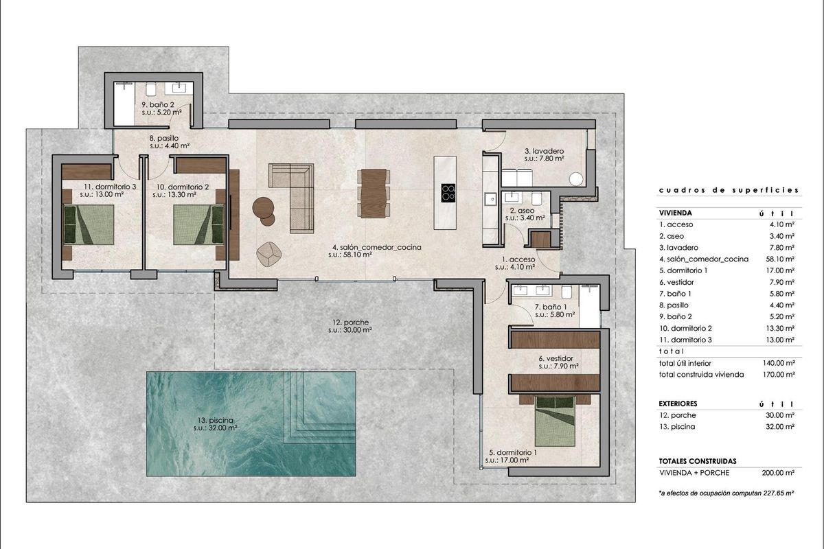 3-Schlafzimmer Villa Pinoso Pool - Bild 20