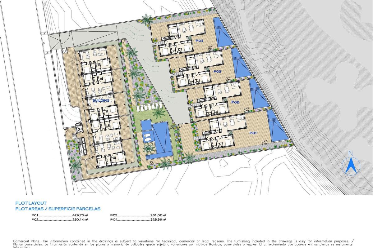 Gedetailleerde plattegrond van het appartementencomplex in Los Alcazares, met een overzicht van de indeling.
