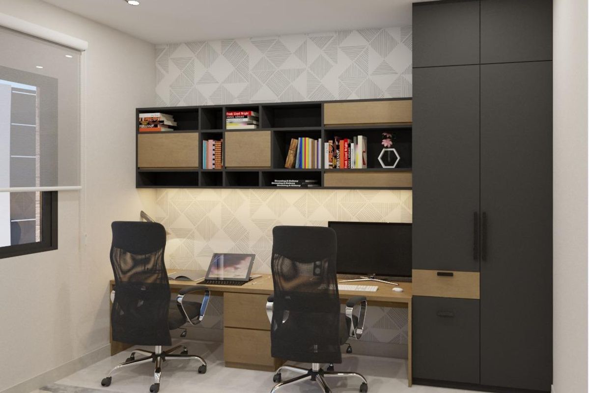 Functional home office setup with dual desks in a stylish Pinoso 3-bed villa's interior.