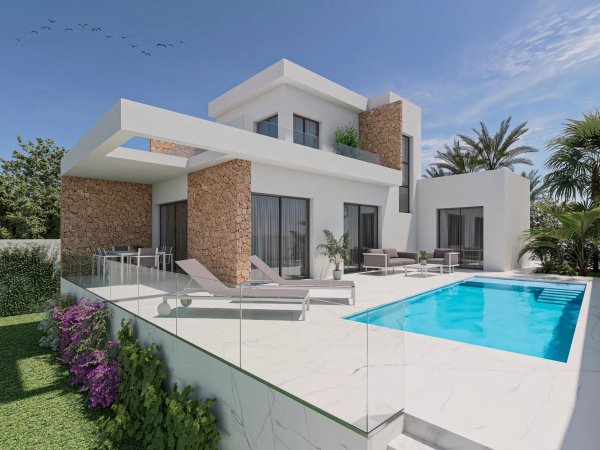 Stijlvolle villa met 3 slaapkamers en zwembad in San Fulgencio, Costa Blanca South, met moderne architectuur.