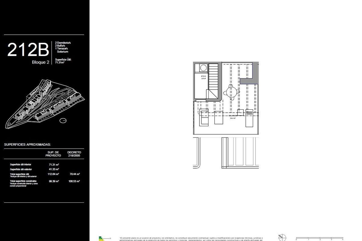 Tweede verdieping plattegrond van het 2-slaapkamer penthouse in Mijas, met extra indelingskenmerken en trappen.