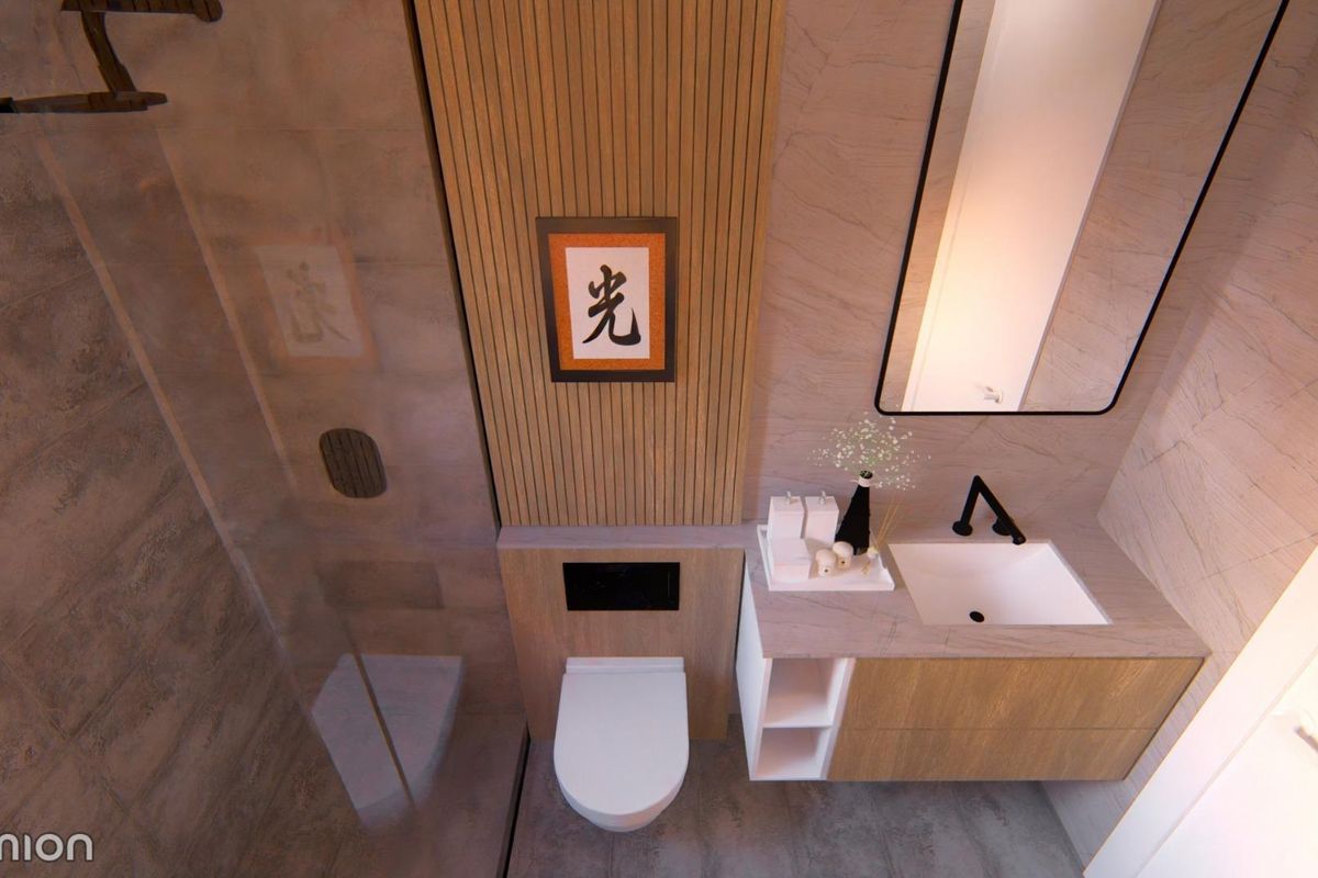 Stijlvolle badkamerindeling in het townhouse van San Javier, met de focus op schoonheid en functionaliteit.