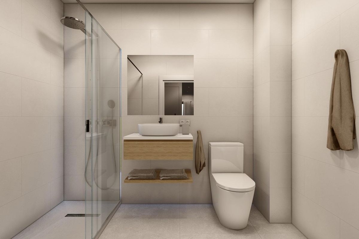 Moderne badkamerinrichting in een 3-slaapkamer appartement in Torre Pacheco, met een inloopdouche.