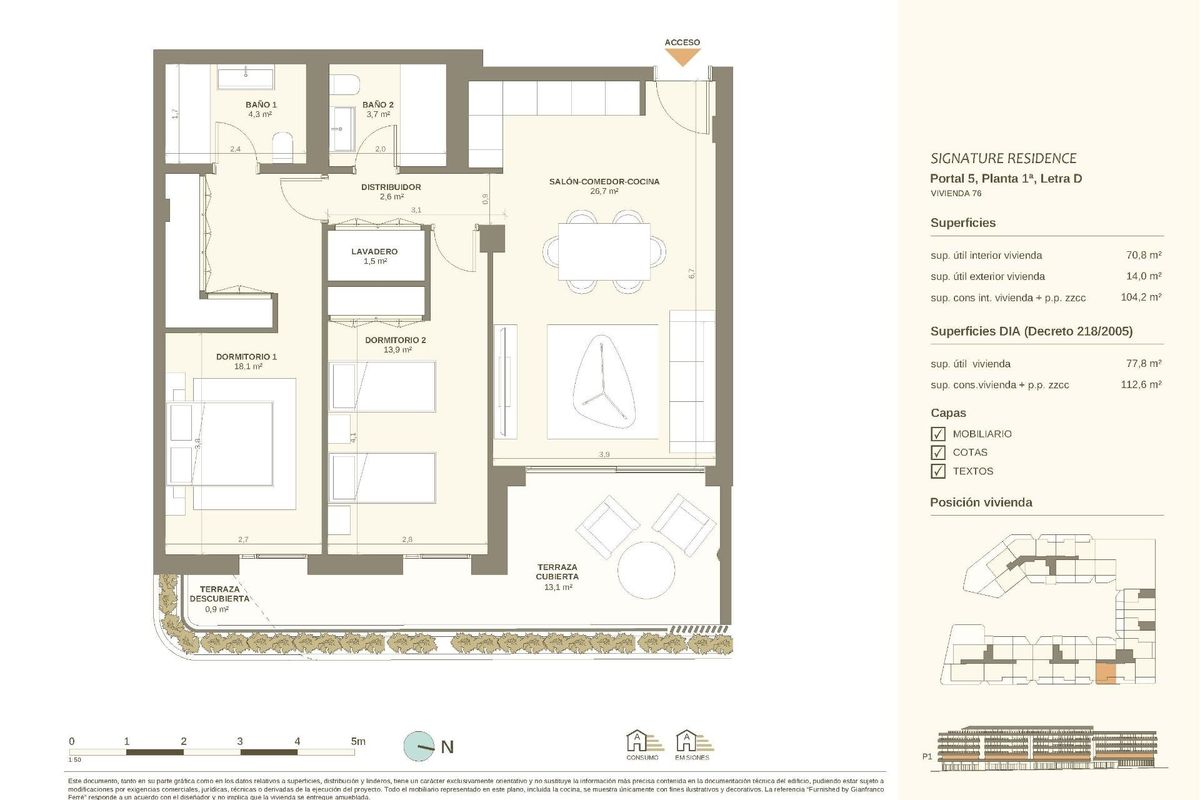Bedroom with terrace access in San Pedro