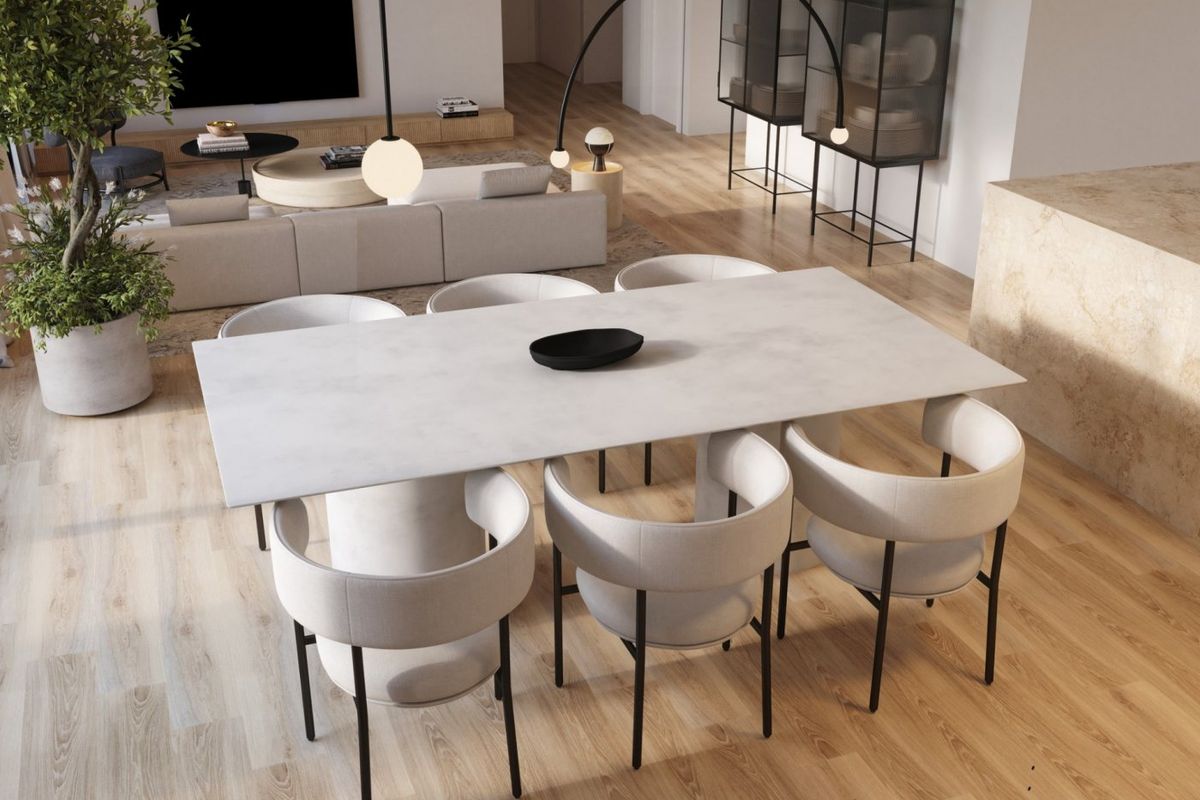 Elegante eettafel set in een prachtig ontworpen ruimte van een 3-slaapkamer penthouse, Orihuela, Costa Blanca.