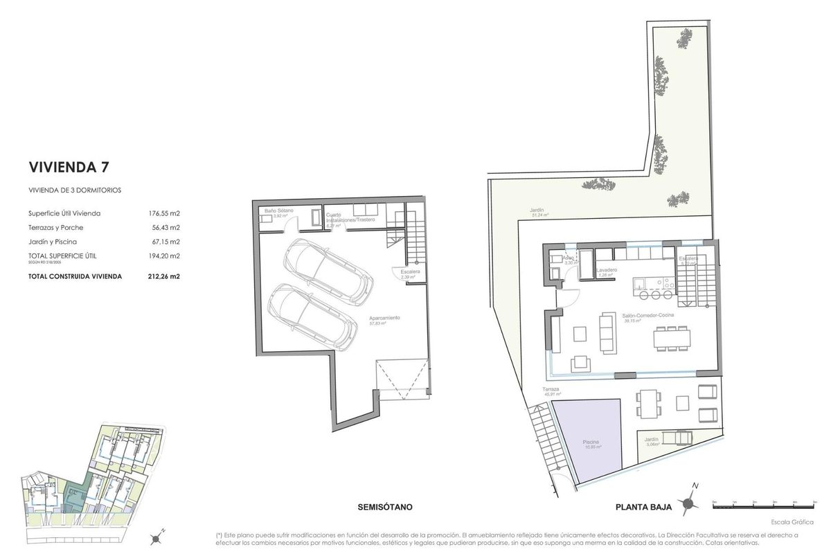 Plattegrond van een 3-slaapkamer townhouse in Mojacar, met details over de indeling en kenmerken van de woning.