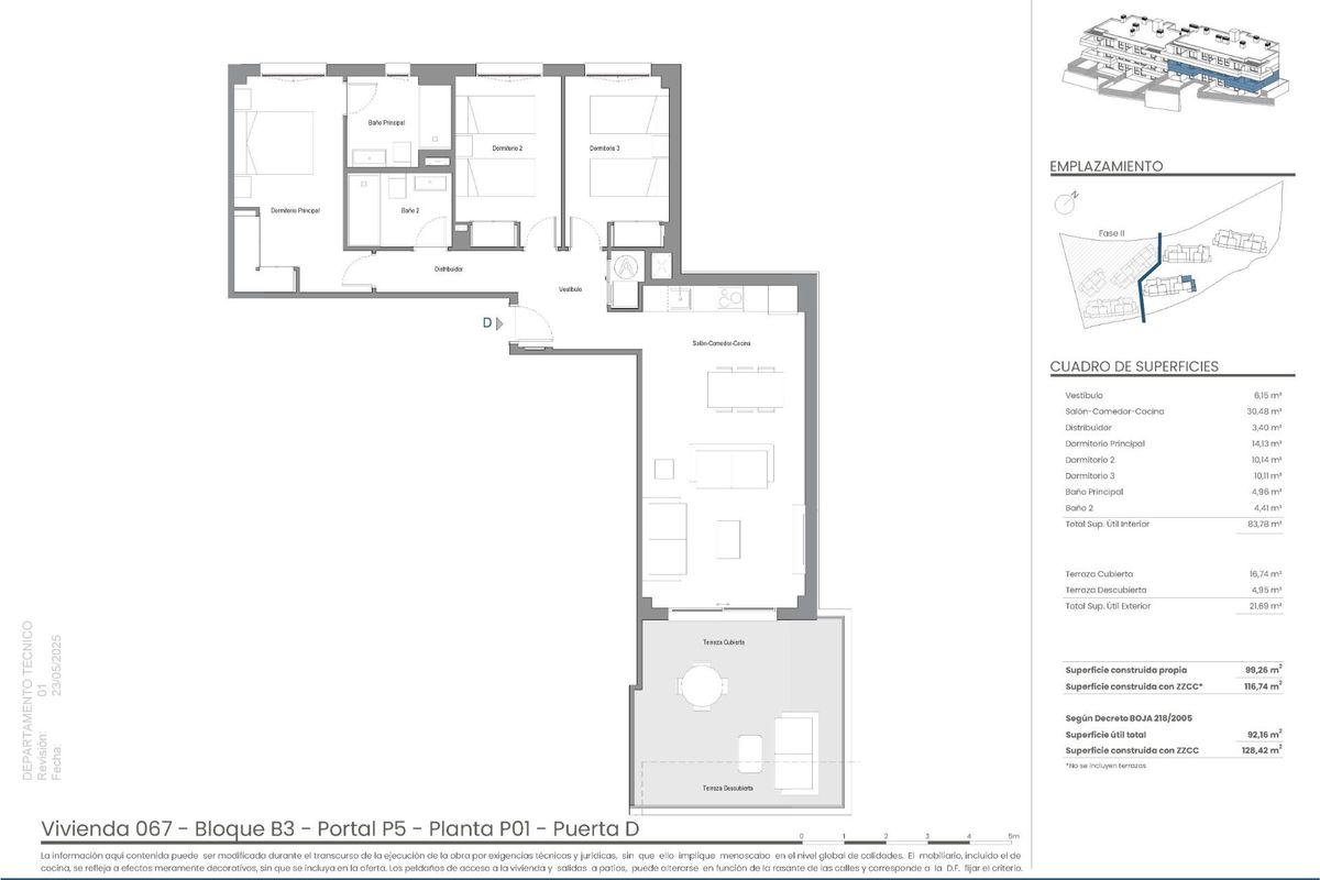 Plattegrond van een 3-slaapkamer appartement in Mijas, toont de indeling en ruime opzet.