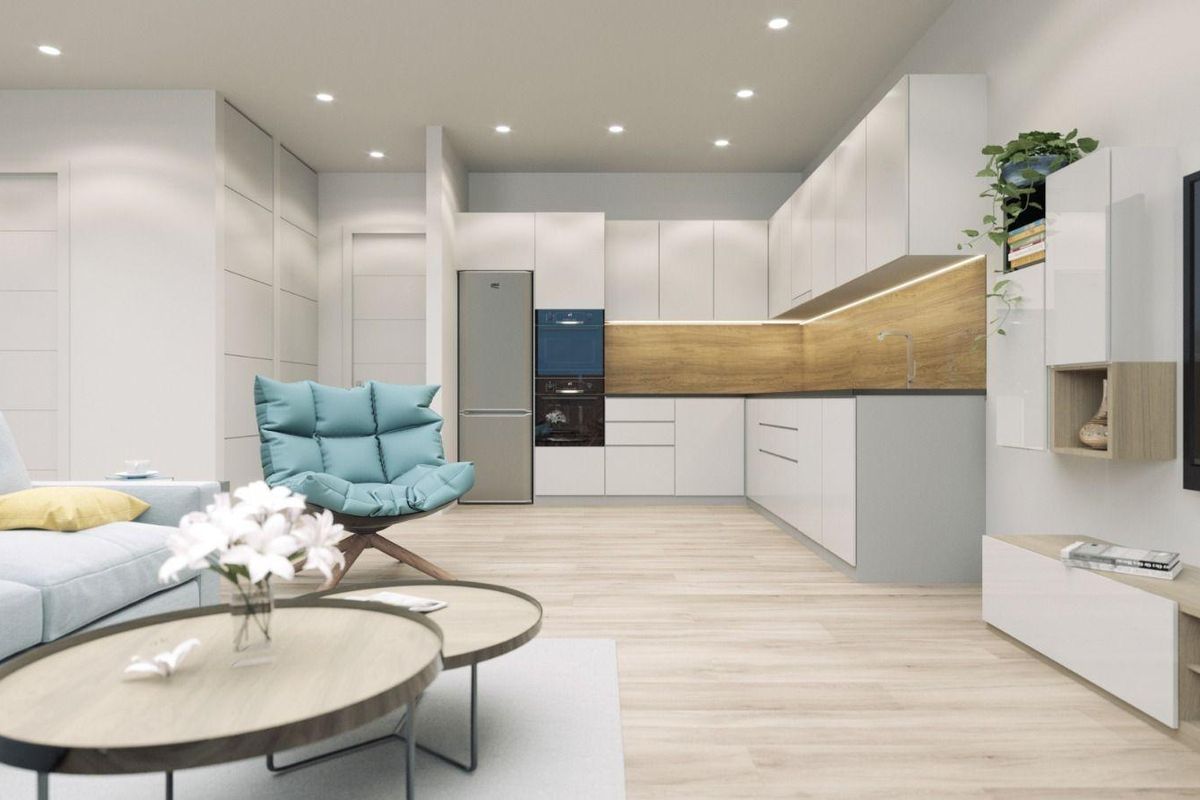 Stijlvolle keuken van de penthouse in Torrevieja, met strakke kasten en een modern indeling.