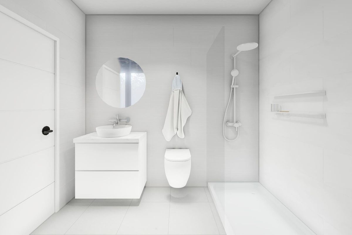 Stijlvolle badkamer met moderne armaturen en ruime inrichting in een 3-slaapkamer townhouse in Torre Pacheco.