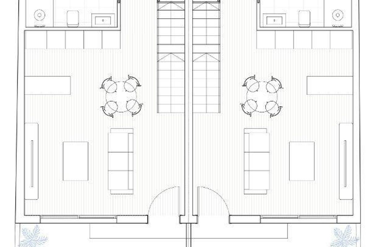 Essbereich im Stadthaus mit direktem Terrassenzugang