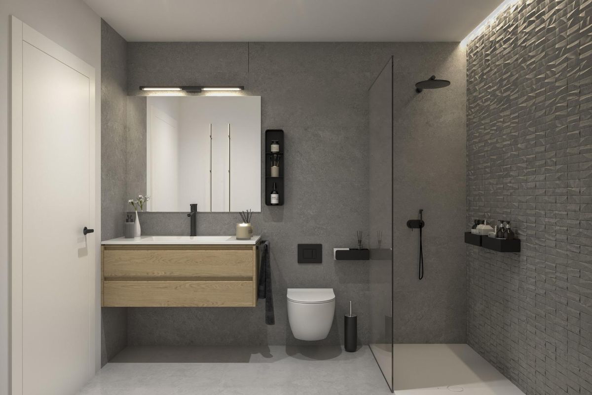 Moderne badkamer met eigentijdse armaturen in een 2-slaapkamer appartement in Santa Pola.