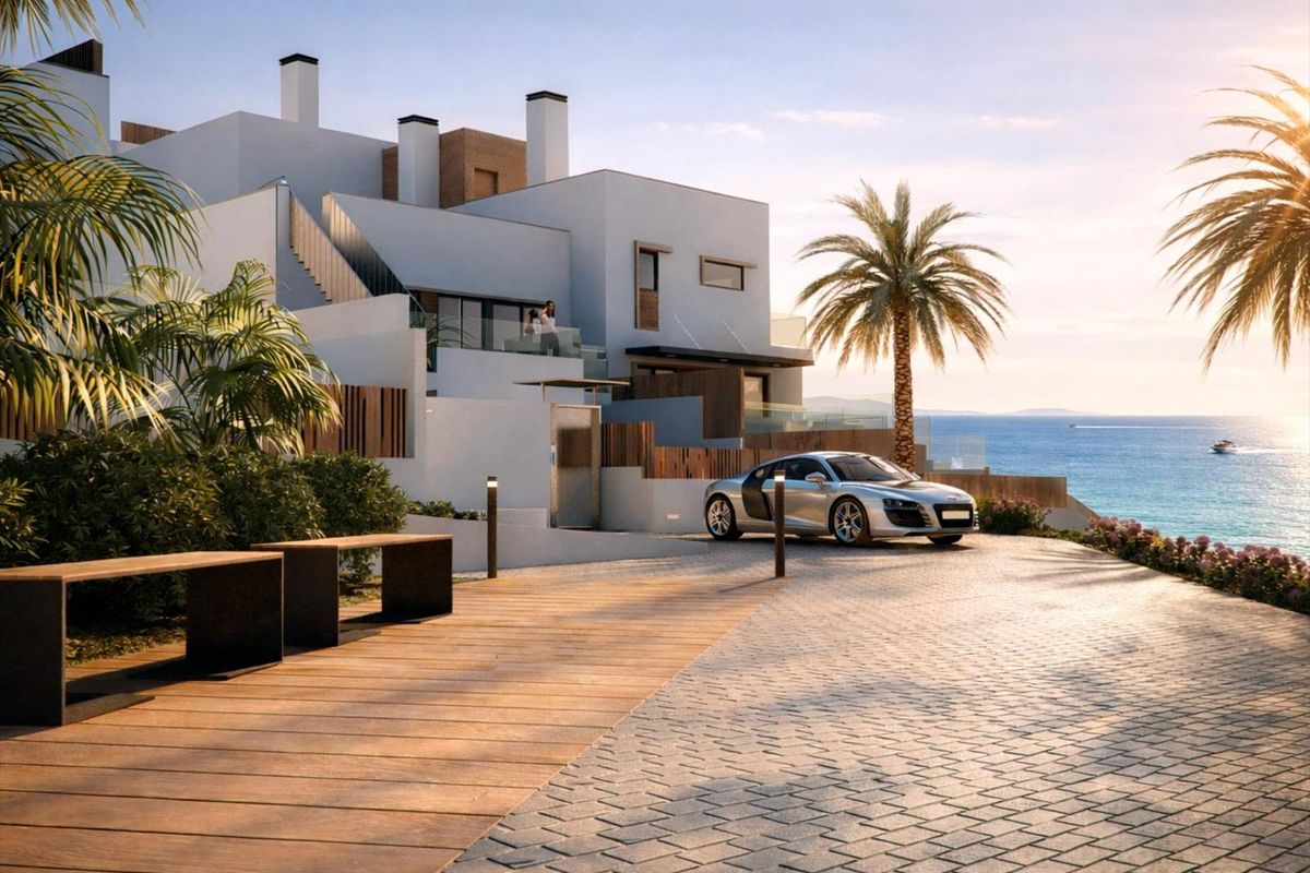 Town house exterior with sea views in La Linea