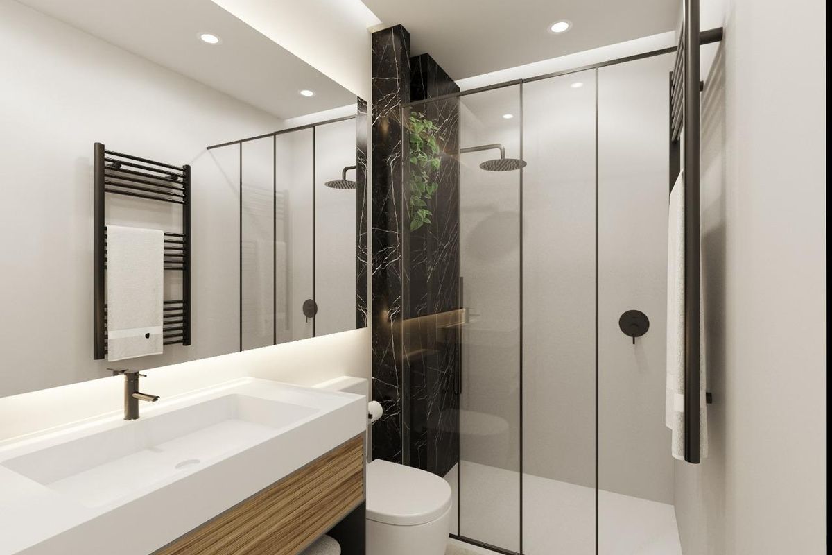 Stijlvol ontworpen tweede badkamer met elegante afwerkingen in het appartement in Torre Pacheco.