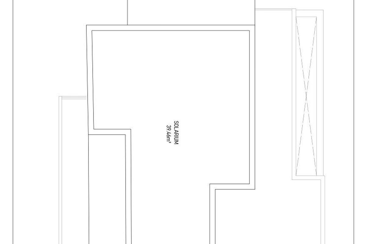 Indeling van het solarium voor een 3-slaapkamer villa in Torrevieja, met buitenruimte.