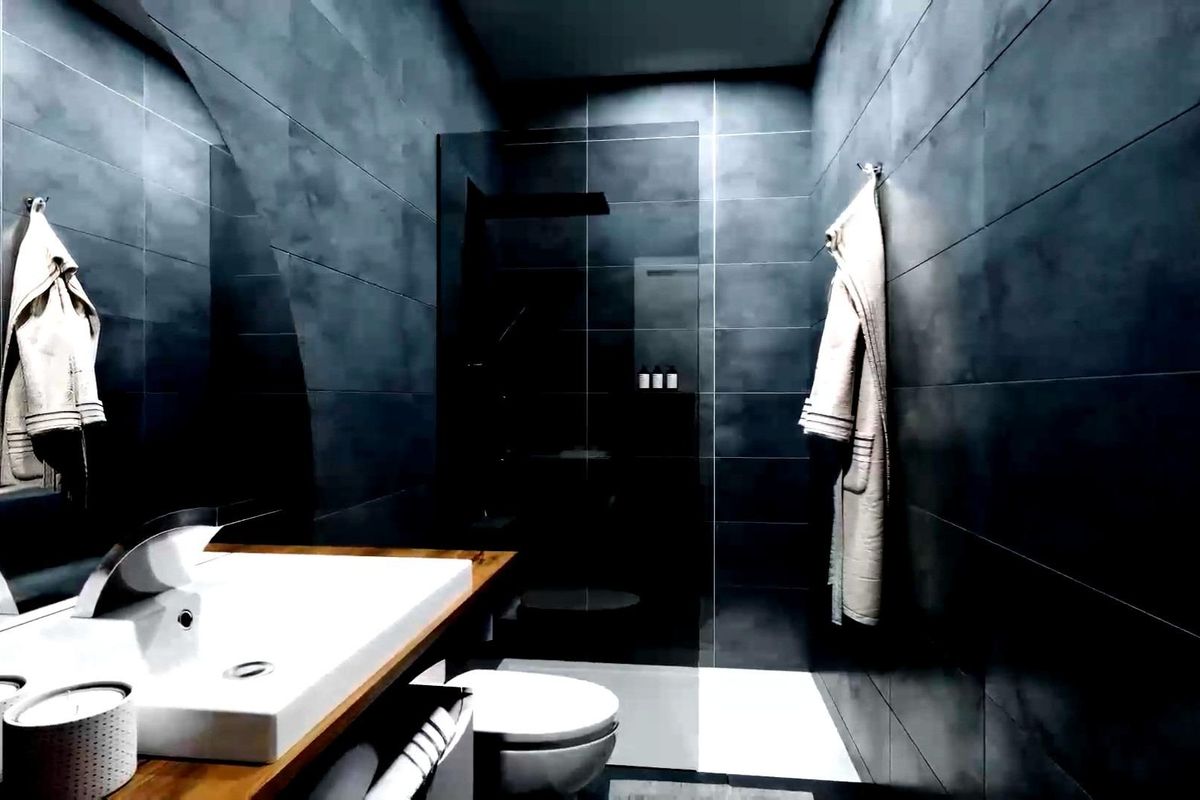 Eigentijds badkamerontwerp in een appartement in Torrevieja, met een moderne douche en wastafel.