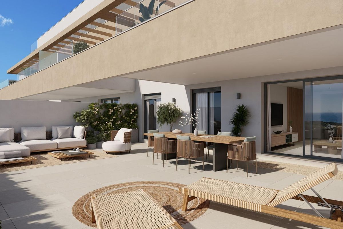Communal pool area in Mijas development