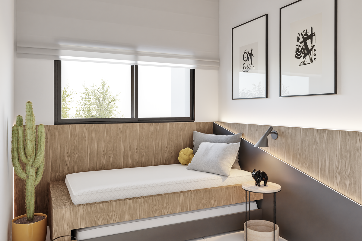 Visualisatie van de slaapkamer – Nature Resort, San Miguel de Salinas