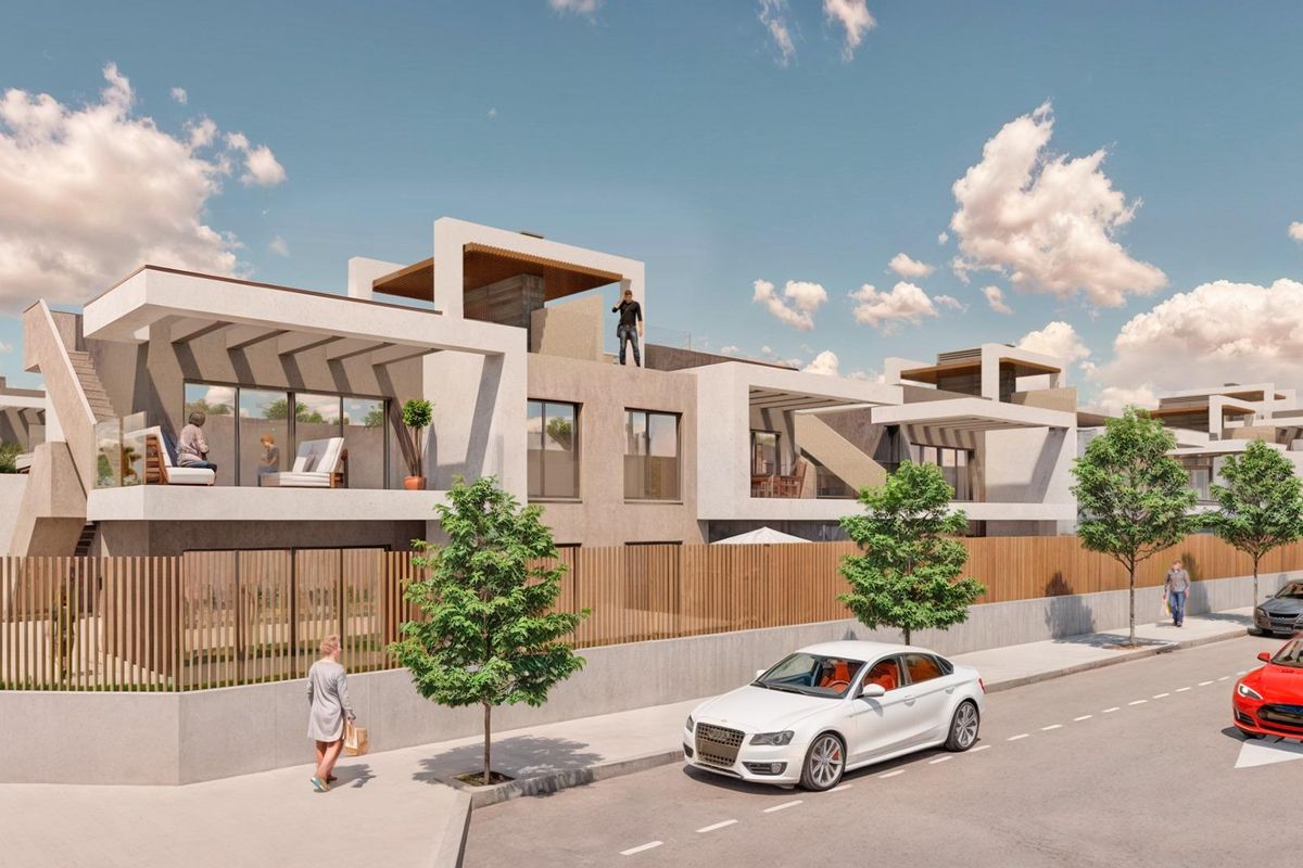 Stijlvolle moderne appartementen nabij Pilar de La Horadada, met open balkons en tuinen voor bewoners.