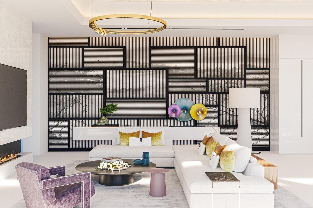 Chique woonruimte met stijlvolle decoratie en een gezellige sfeer in een villa in Benahavís.