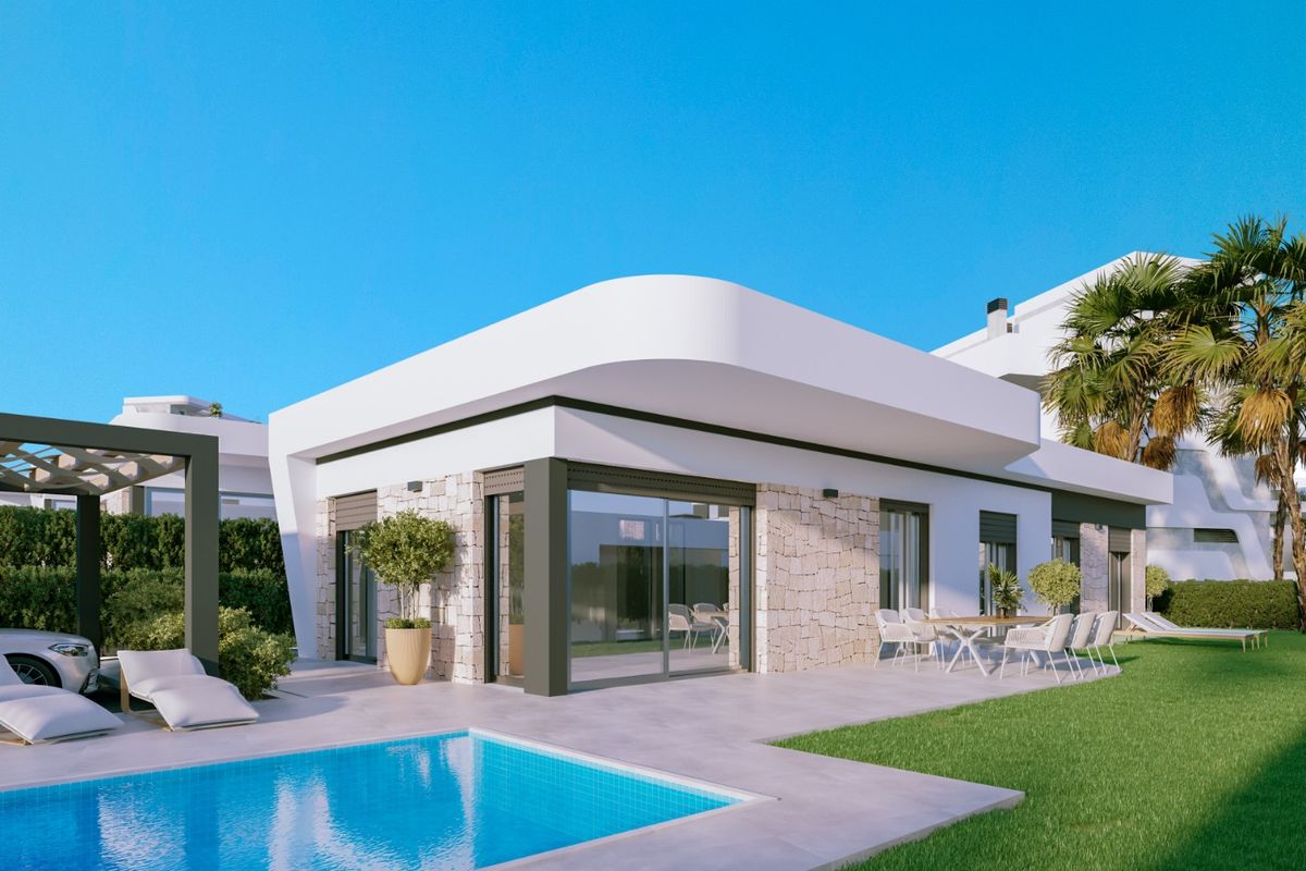 Moderne 3-slaapkamer villa met een zwembad en terras in Finestrat, Costa Blanca, met een stijlvolle uitstraling.