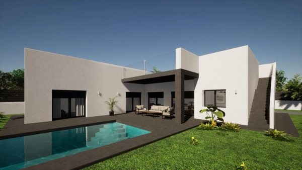 Modern 3-bed villa in Pinoso with a swimming pool and terrace, surrounded by a beautiful garden.