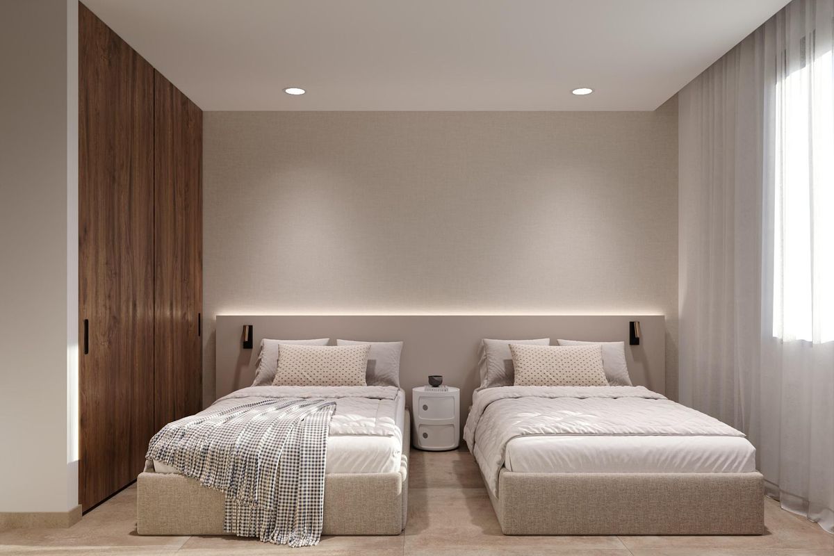 Gezellige indeling van de derde slaapkamer in deze villa met 3 slaapkamers, ontworpen voor comfort in Cuevas Del Almanzora.