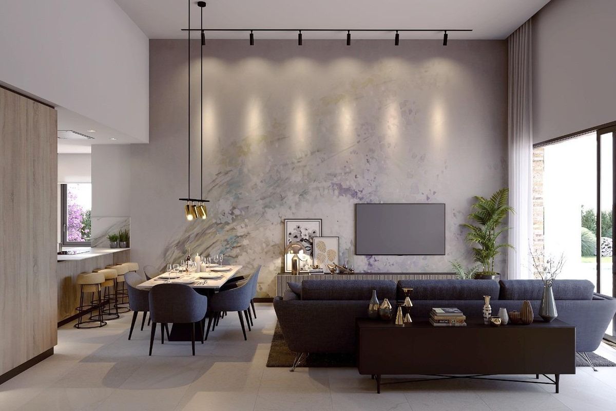 Stijlvolle woon- en eetruimte van de villa met 4 slaapkamers in Costa Blanca, met moderne inrichting.