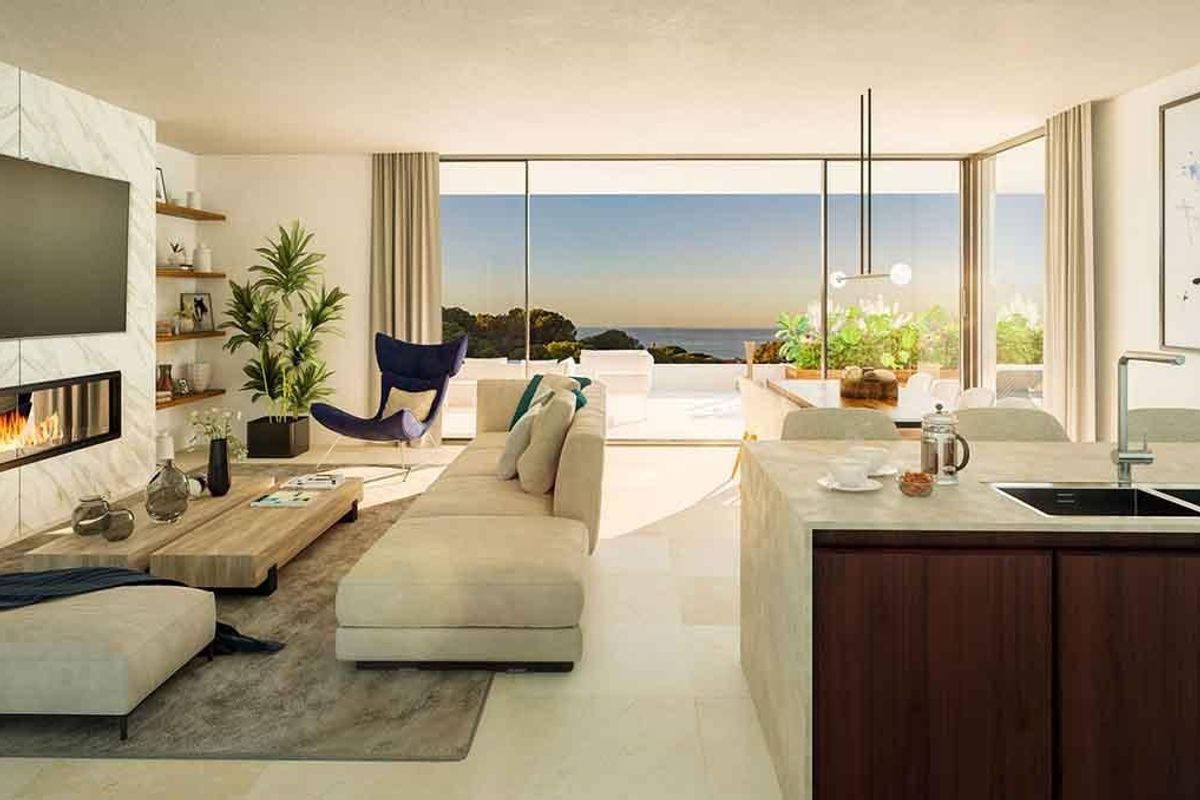 Marbella urbanization with lush garden areas