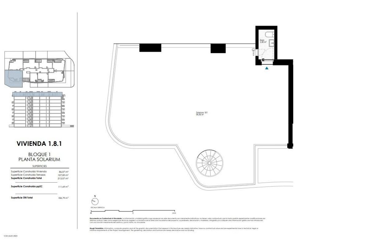 Plattegrond van de solarium in Villajoyosa, ter aanvulling van de luxe penthouse-ervaring.