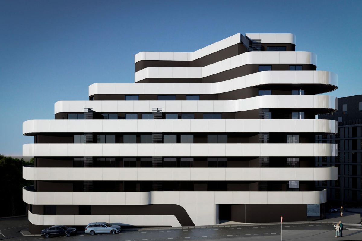 Modern exterieur van een 2-slaapkamer appartement in Calpe, Costa Blanca Noord, Spanje.